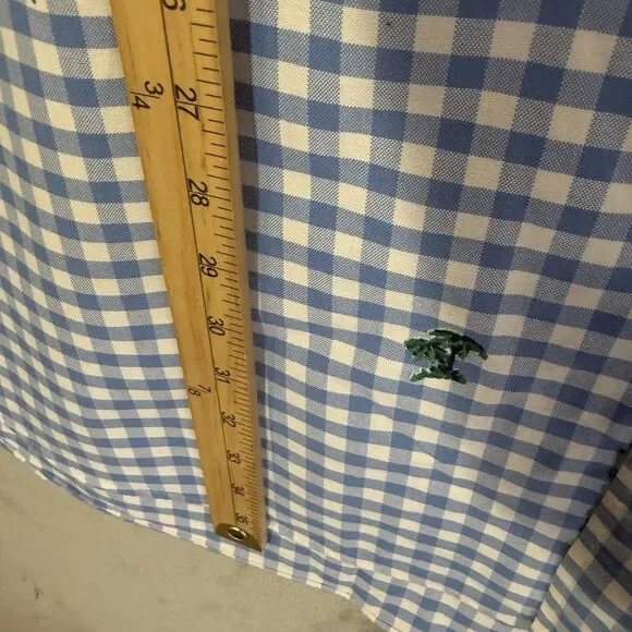 Polo Ralph Lauren Shirt Men 3XLT Tall Blue White Check Button Up SS Palm Trees